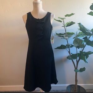 NWT Calvin Klein Black Ruffle Front A-Line Dress